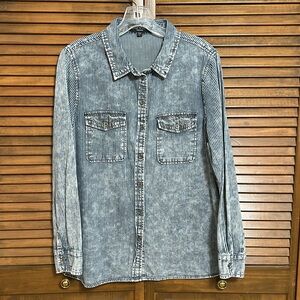 Velvet Heart Railroad Pin Striped Long Sleeve Shirt Size L